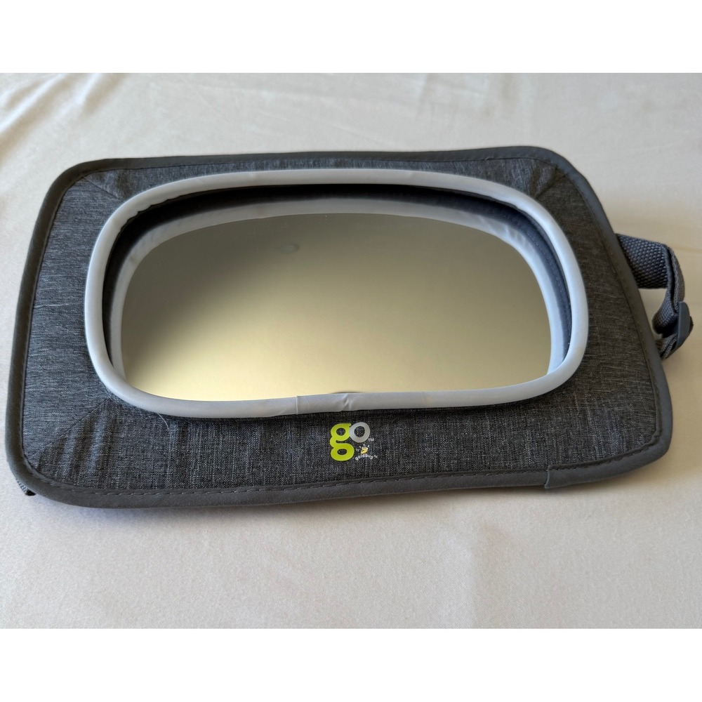 Go by Goldbug Light Up Baby Car Mirror Gray‎ Heather Adjustable Headrest Straps - Picture 2 of 6